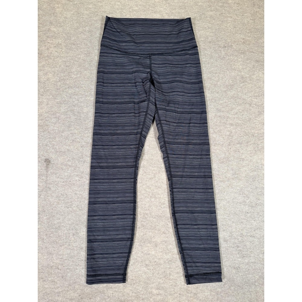 Lululemon Leggings Womens Small Gray Striped High Rise Ankle Yoga Athletic Gym